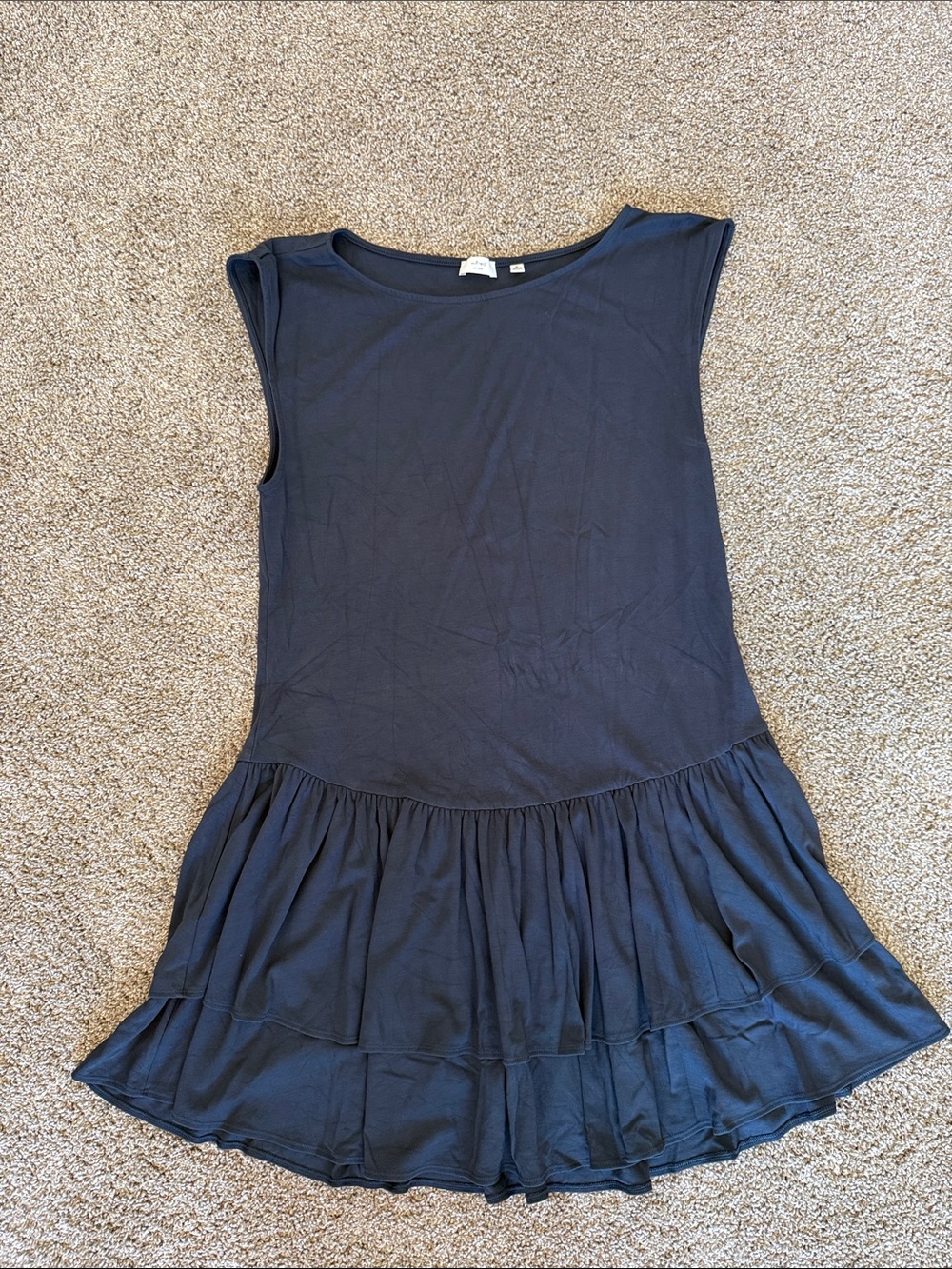 Aritzia Navy Sleeveless Ruffle-Hem Mini Dress